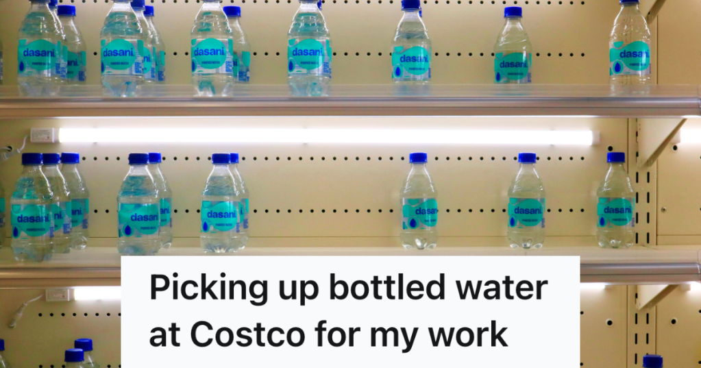 case of water bottles on the shelf