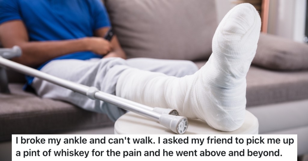 man with a broken leg