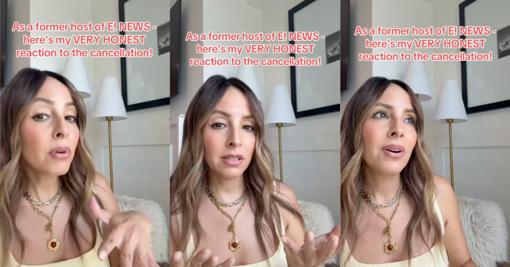 woman talking about tv