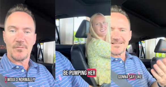 man in a car with his wife