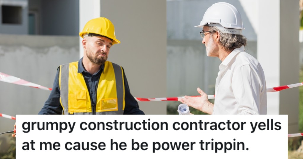 two construction workers having a conversation