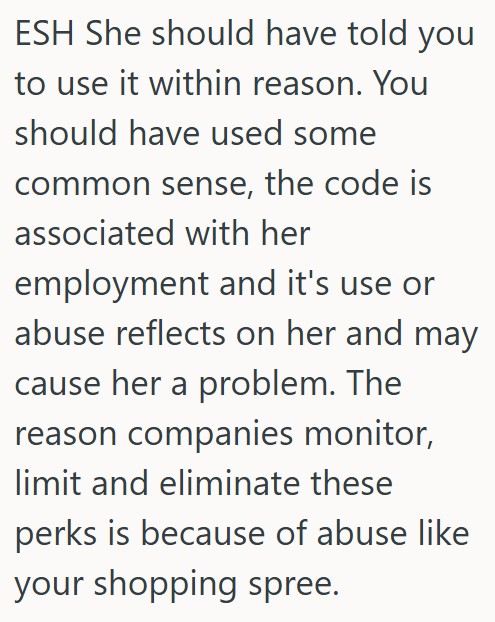comment 1 13 Her Aunt Gave Her The Employee Discount Code, But Then Got Upset When She Used It