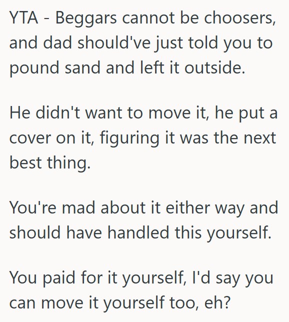 comment 1 37 She Asked Her Father To Put Her Motorcycle In The Garage, But He Said That He Would Just Cover It With A Tarp