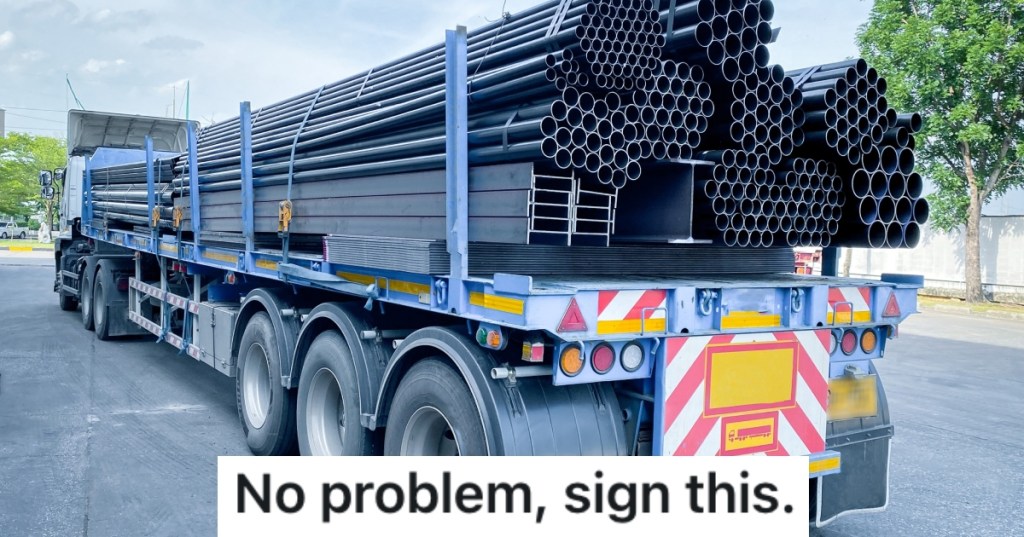 truck with construction materials