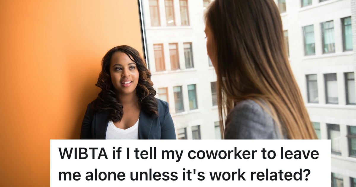 coworkers talking in an office