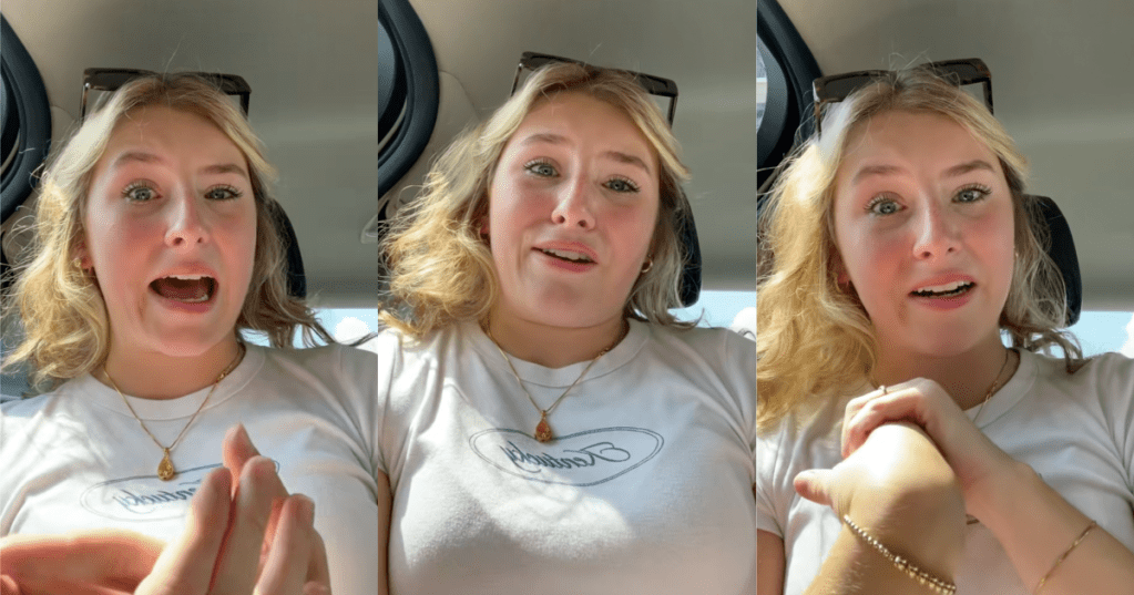 woman talking in her car