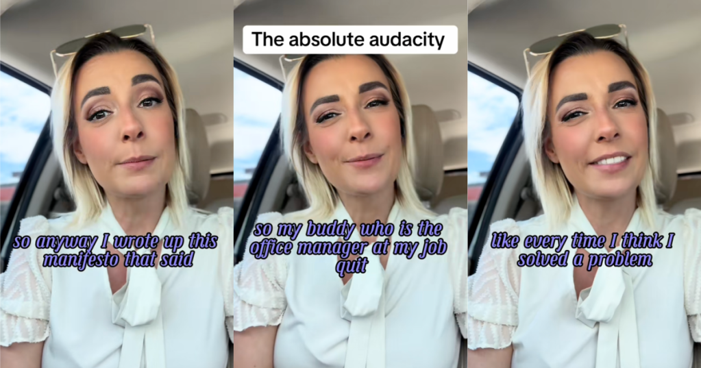 woman talking about work