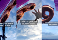 ‘Now I’m desperately trying to land before it gets sucked in.’ – A Paraglider Got Tangled Up With A Balloon During A Sky-High Adventure