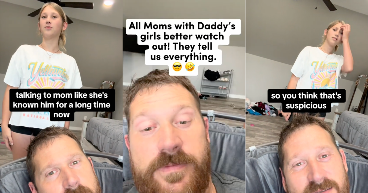 man talking to his daughter