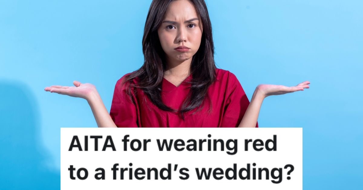 woman wearing a red dress