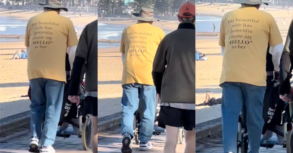man talking on a beach