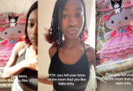 A TikTokker Showed Viewers the Knock-Off “Hello Kitty” Bedspread Her Mom Got Her From Temu