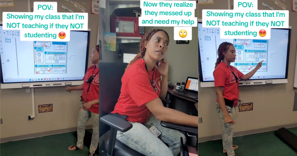 teacher talking about her class