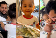 A Dad Was Pleasantly Surprised When His Young Daughter Gave Him Flowers