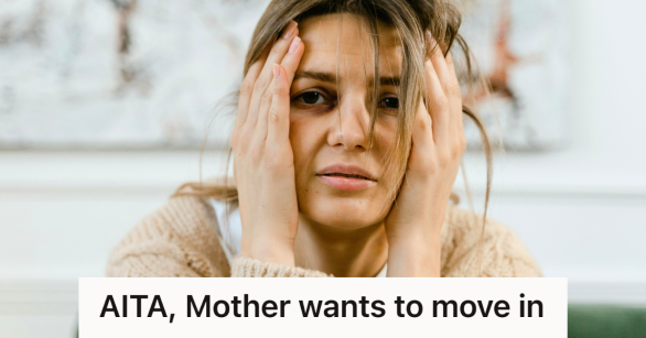 frazzled woman with hands over head