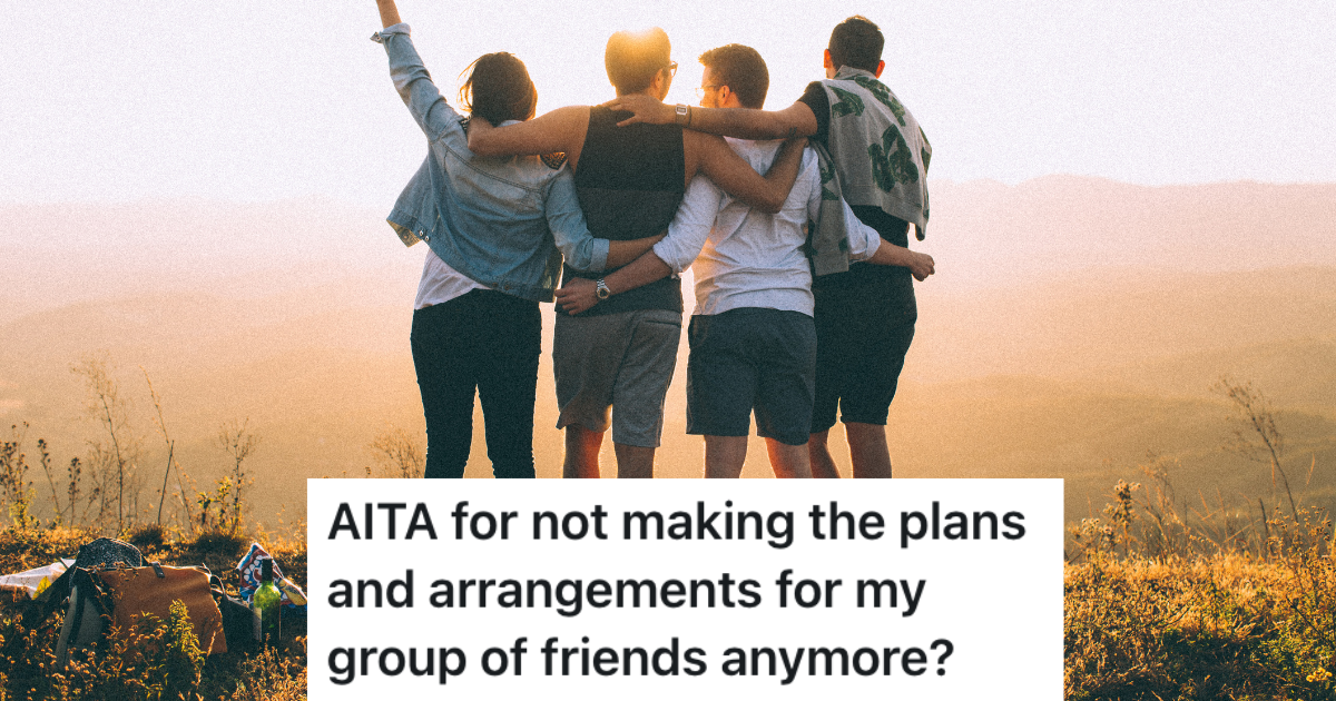 Group of people standing with arms around each other out in nature.