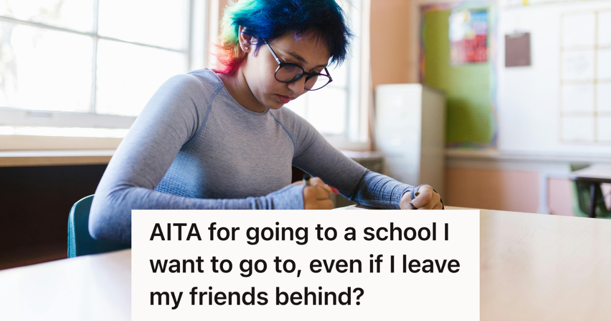 girl with colorful hair writing in her notebook