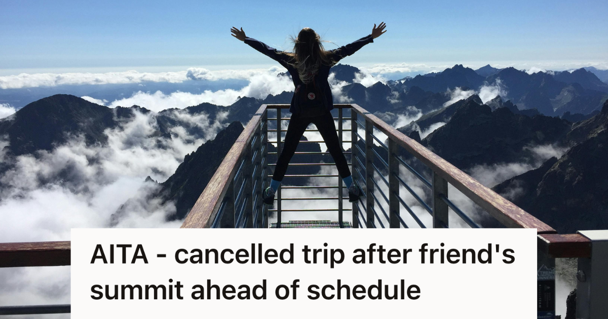 hiker summiting mountain