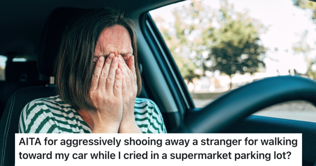woman crying in her car