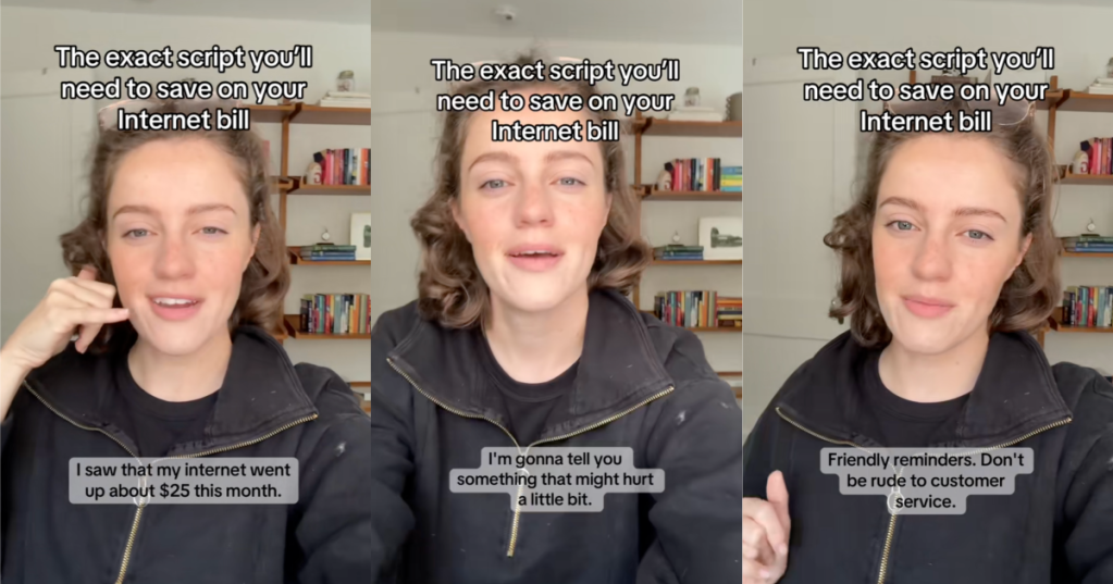 woman talking about internet bills