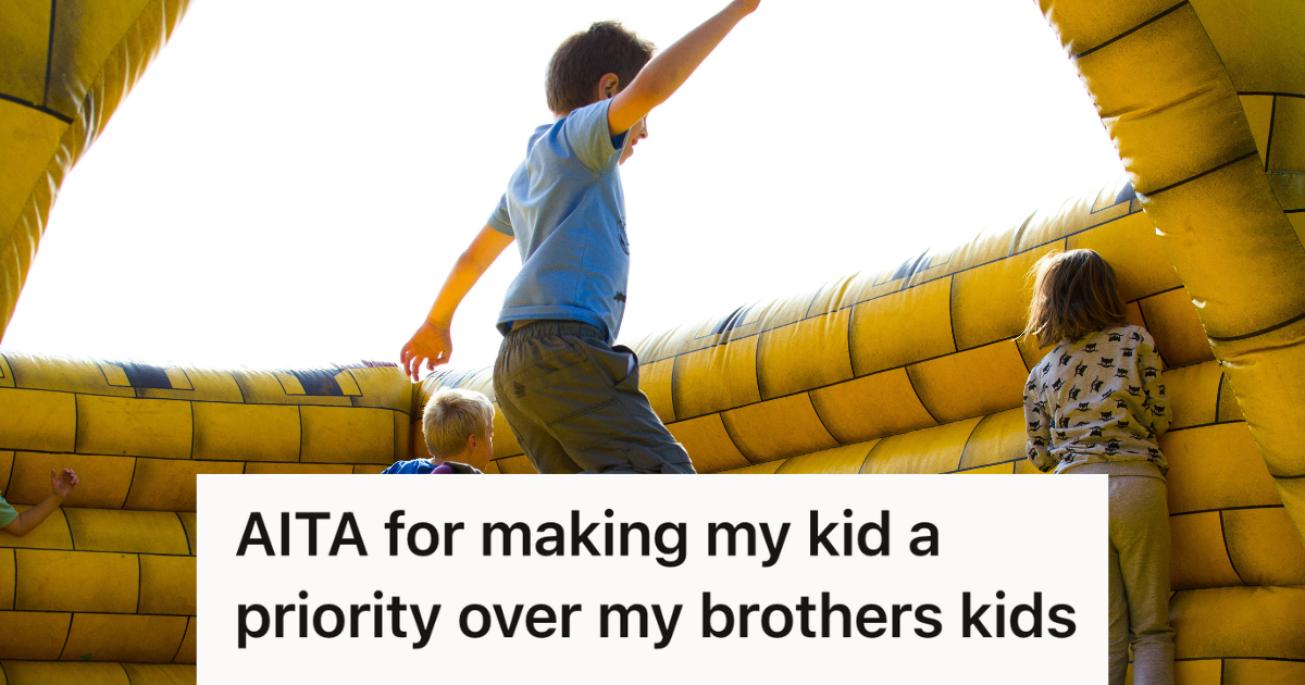 Father Agreed To Watch His Brother’s Kids, So He Didn’t Expect A Weird Hypothetical To Spark A Dramatic Argument kids playing on a trampoline