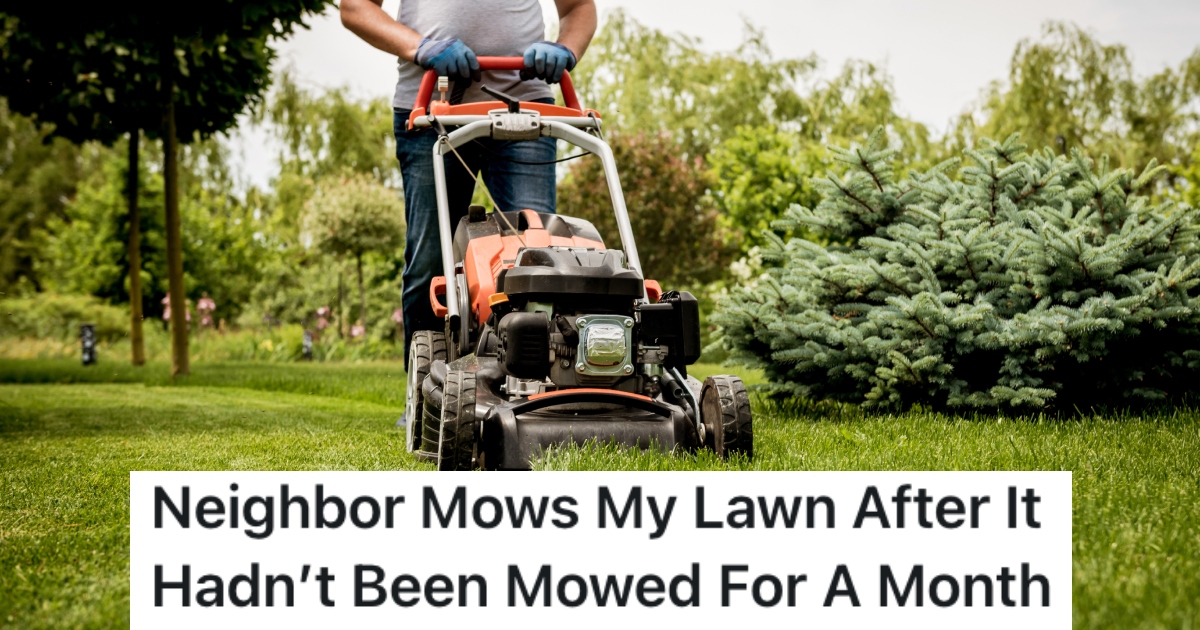man mowing a lawn