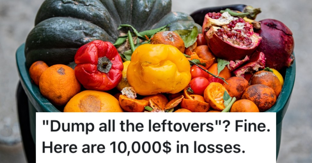 food thrown away in trash can