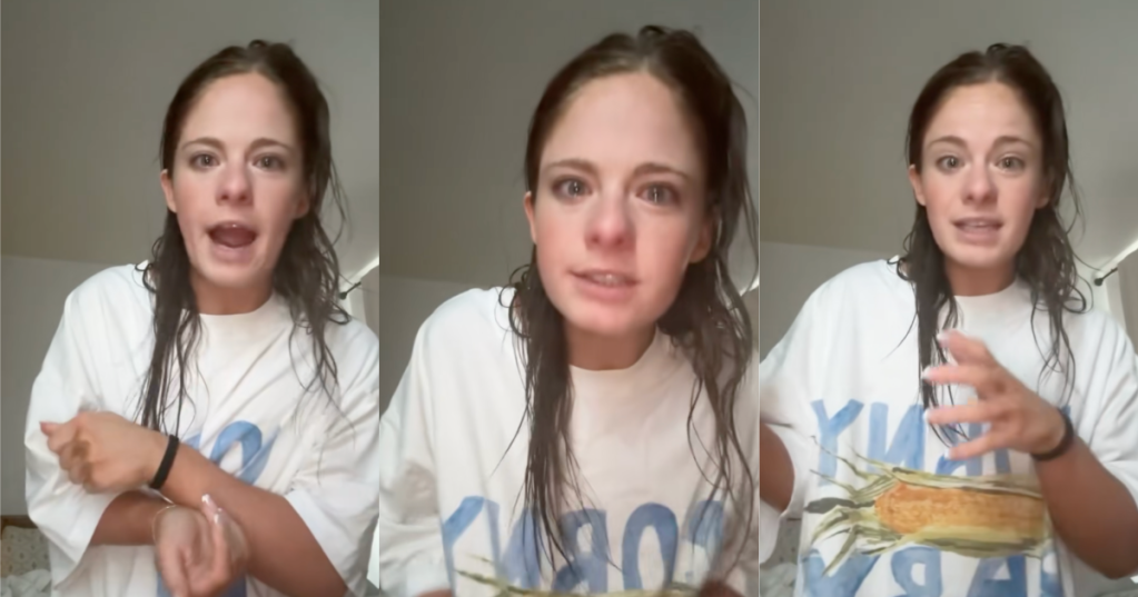 woman talking about labubu