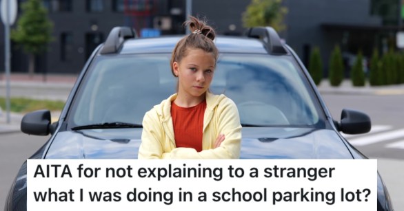 young girl in a parking lot