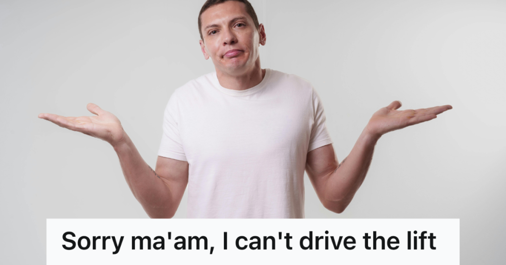 man shrugging in white shirt