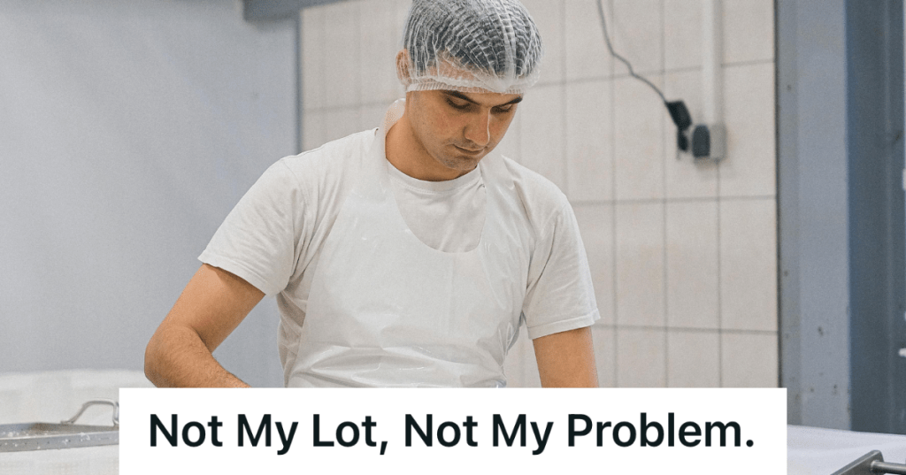 man wearing hairnet working in a factory