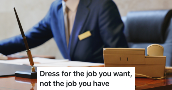 Man sitting at desk dressed nicely.