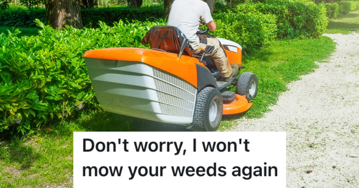 man mowing a yard