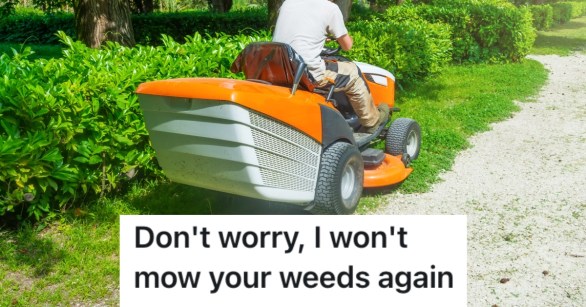 man mowing a yard