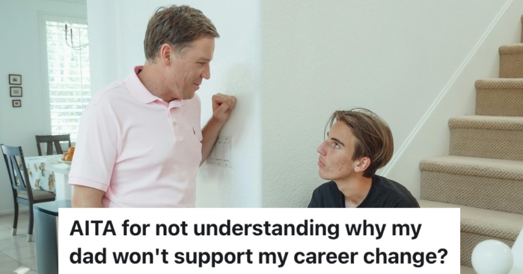 man talking to his teen son