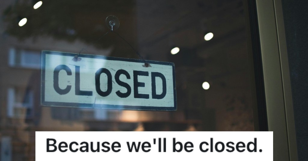 closed sign in business door