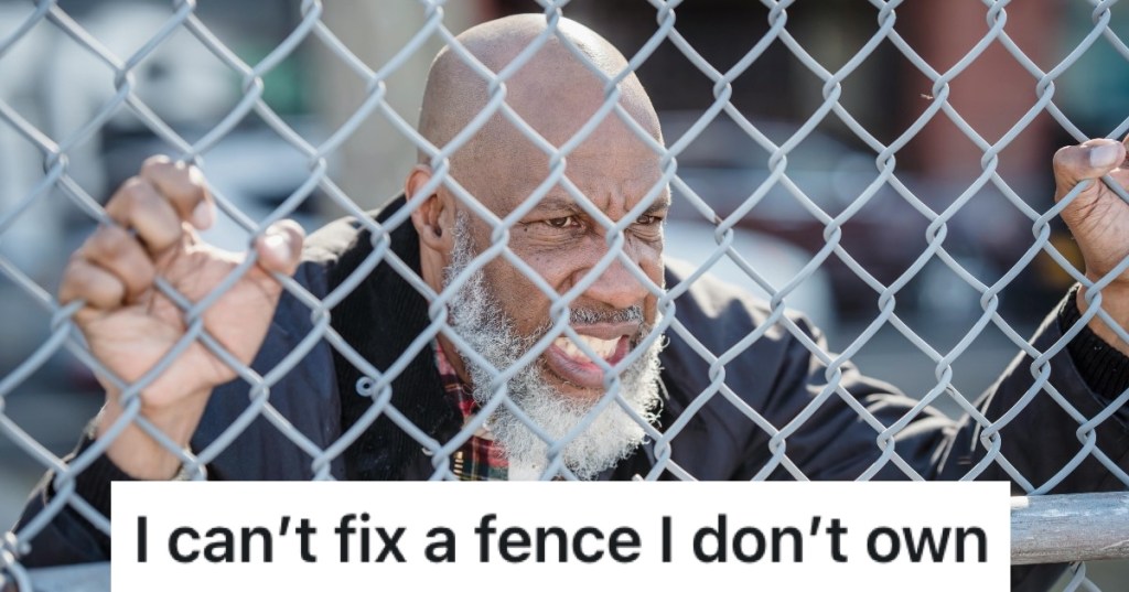 angry man holding onto the fence