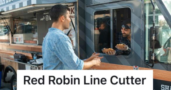 man in line at a food truck