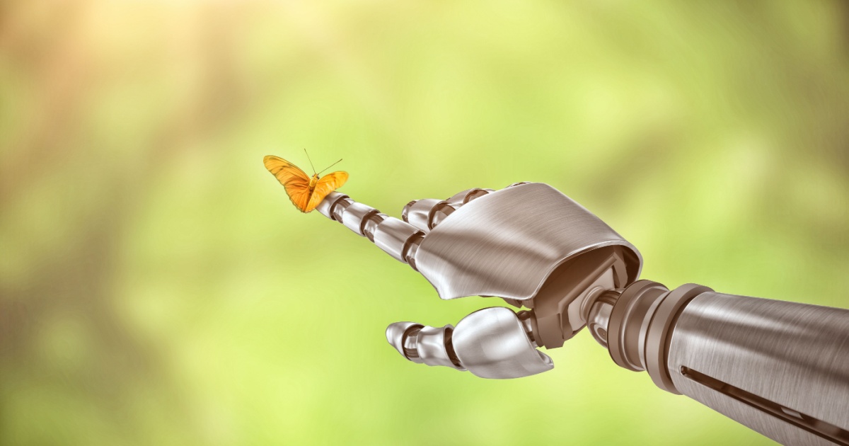 Robot hand with butterfly