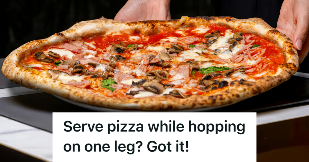 serving pizza at a restaurant