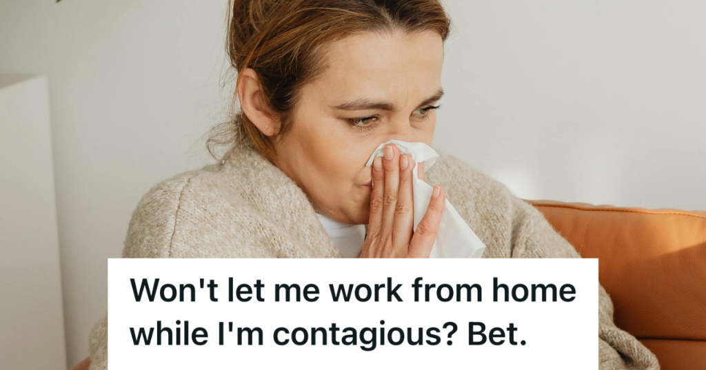 sick person working from home