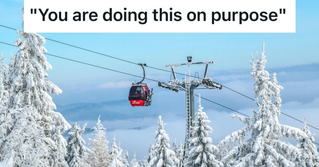 Cable car lift in snowy terrain