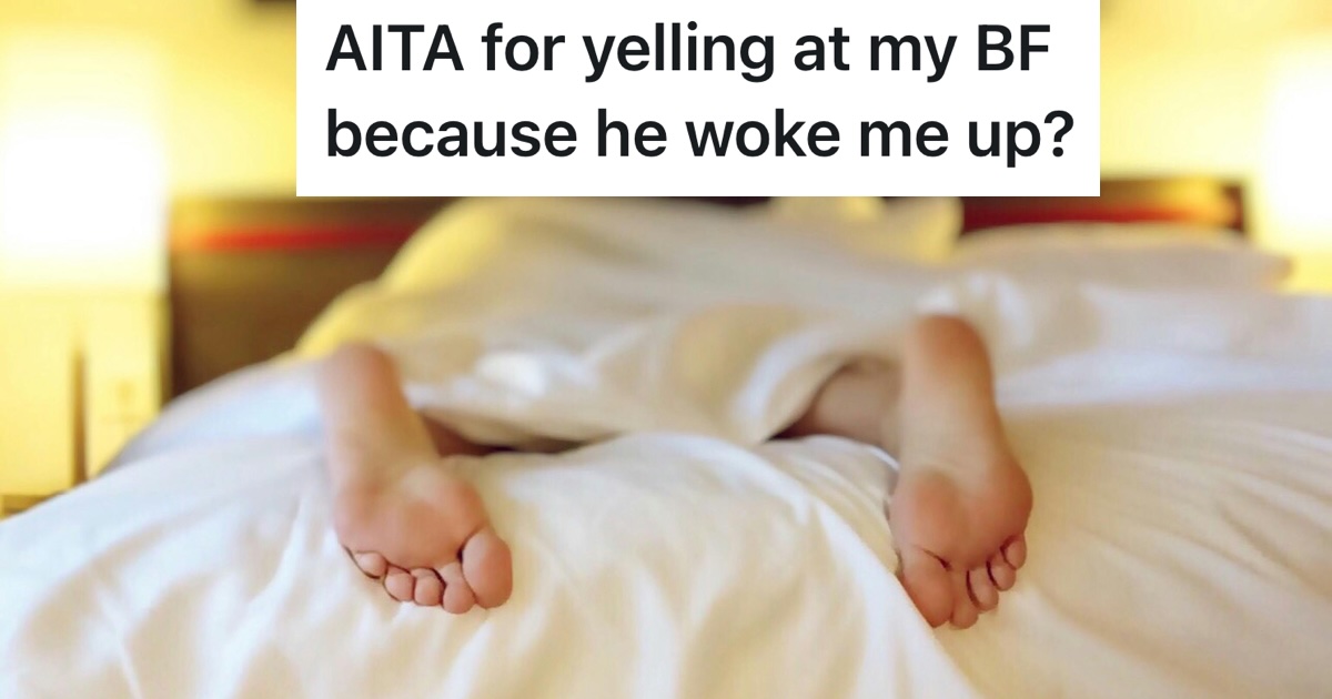 person lying in bed with their feet sticking out from under the sheets