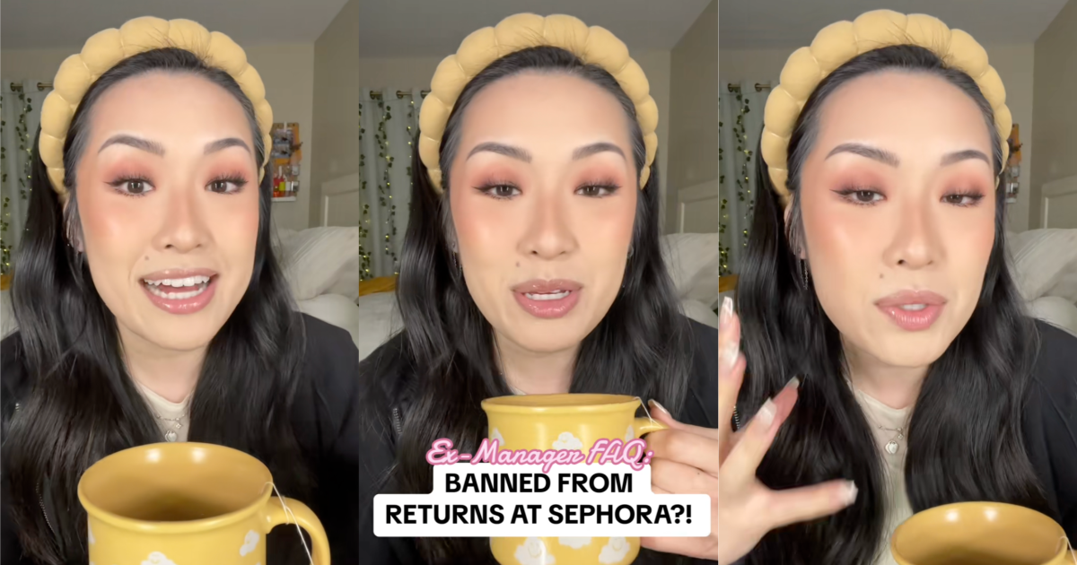 woman talking about makeup