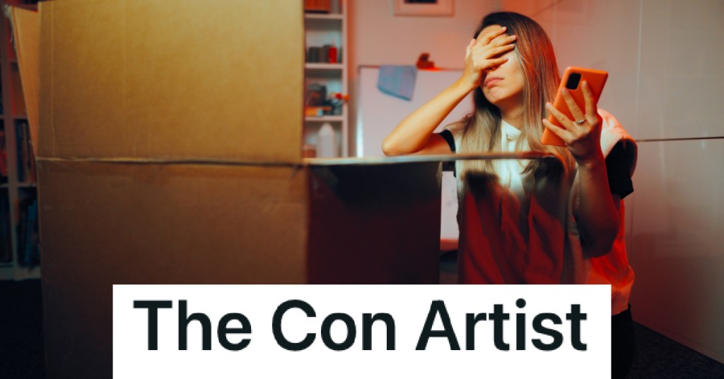 upset retail worker with a return