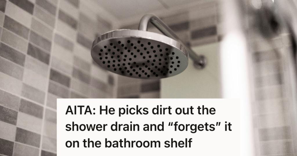 tiled shower and shower head