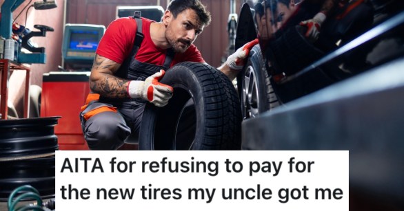 man putting tire on a car