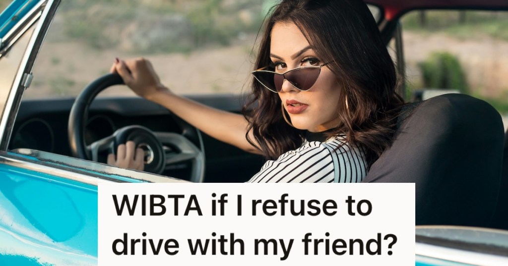 Woman wearing sunglasses sitting on the driver's seat