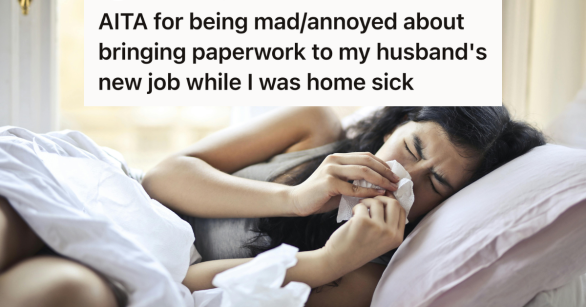 woman laying sick in bed