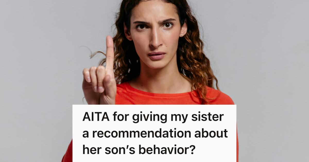Woman Offered Mental Health Advice To Help Her Struggling Nephew, But Her Sister Said She Was Just Bragging About Her Degree woman putting her finger up